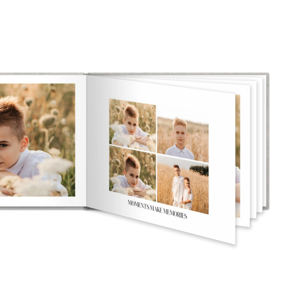 Fotoboek XL liggend fotopapier linnen kaft platliggende binding Fotoboek XL liggend fotopapier linnen kaft platliggende binding