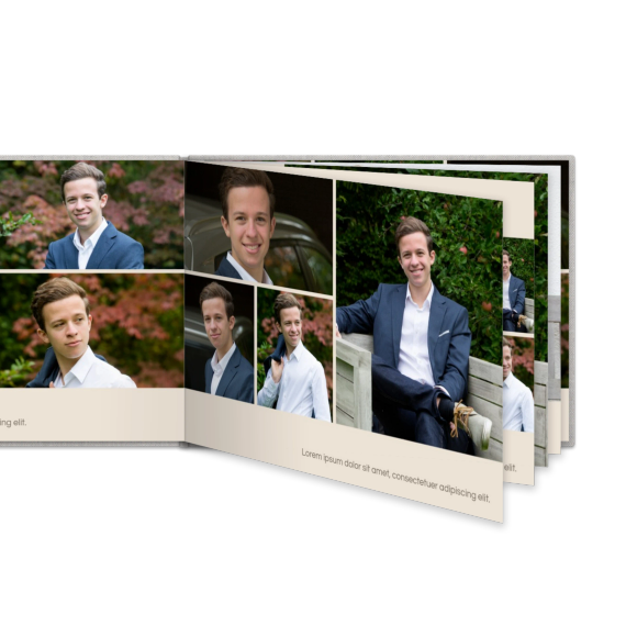 Fotoboek XL liggend fotopapier linnen kaft platliggende binding Fotoboek XL liggend fotopapier linnen kaft platliggende binding