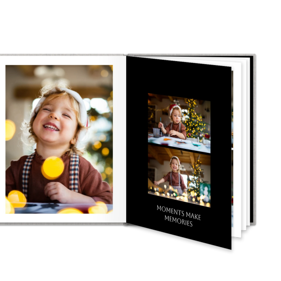 Fotoboek L staand linnen kaft platliggende binding Fotoboek L staand linnen kaft platliggende binding