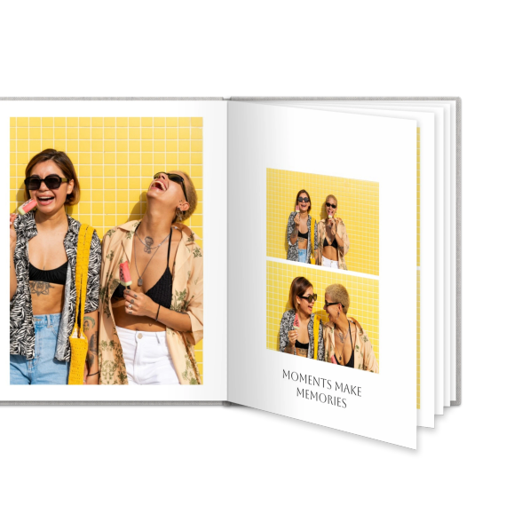 Fotoboek L staand linnen kaft platliggende binding