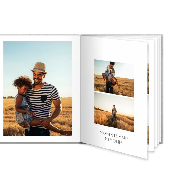 Fotoboek L staand linnen kaft platliggende binding Fotoboek L staand linnen kaft platliggende binding