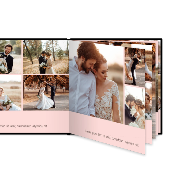Fotoboek L vierkant zwart lederen kaft platliggend Fotoboek L vierkant zwart lederen kaft platliggend