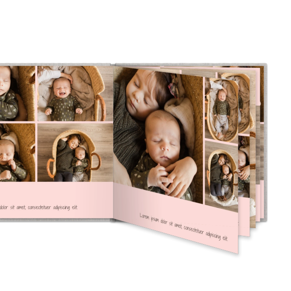 Fotoboek XL vierkant linnen kaft platliggende binding Fotoboek XL vierkant linnen kaft platliggende binding