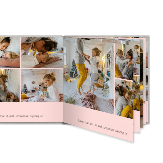 Fotoboek XL vierkant linnen kaft platliggende binding Fotoboek XL vierkant linnen kaft platliggende binding
