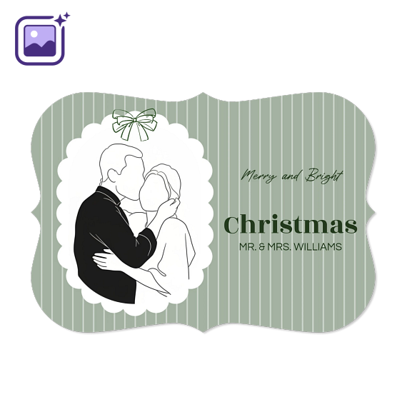 Romantic Bow Scallop Filter Line Drawing