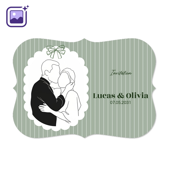 Romantic Bow Scallop Filter Line Drawing