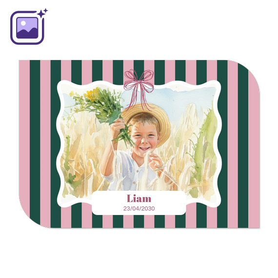 Faire-part 1 volet Bords ronds diagonale paysage 14,3 x 10 cm