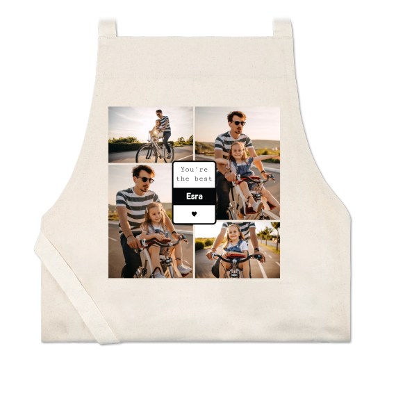 Schort met foto beige naturel Schort met foto beige naturel