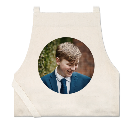 Schort met foto beige naturel Schort met foto beige naturel