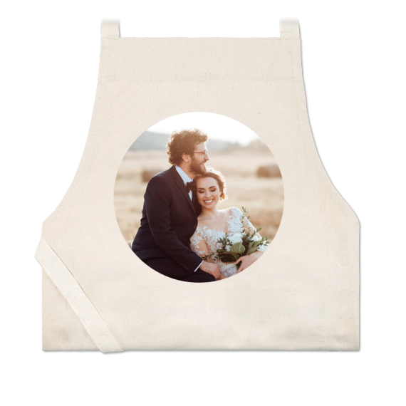 Personalised beige apron with photo and text Personalised beige apron with photo and text