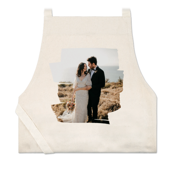 Personalised beige apron with photo and text Personalised beige apron with photo and text