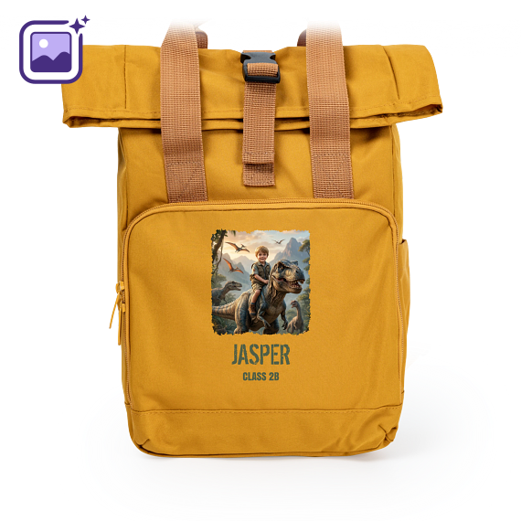 Backpack mustard with print Backpack mustard with print