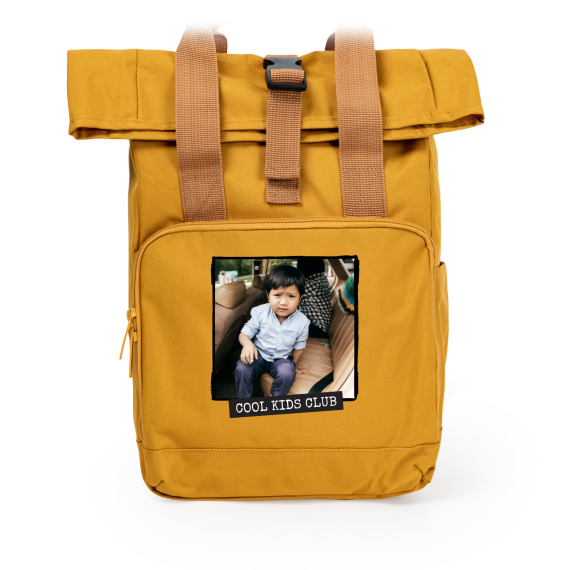 Rucksack senfgelb mit Aufdruck Rucksack senfgelb mit Aufdruck