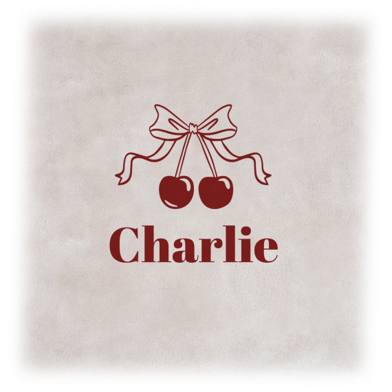 Vintage Cherry Love Text - Only