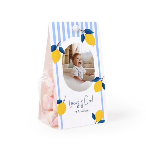 Candy bag with photo-wrapping and split pin - set of 12 Candy bag with photo-wrapping and split pin - set of 12