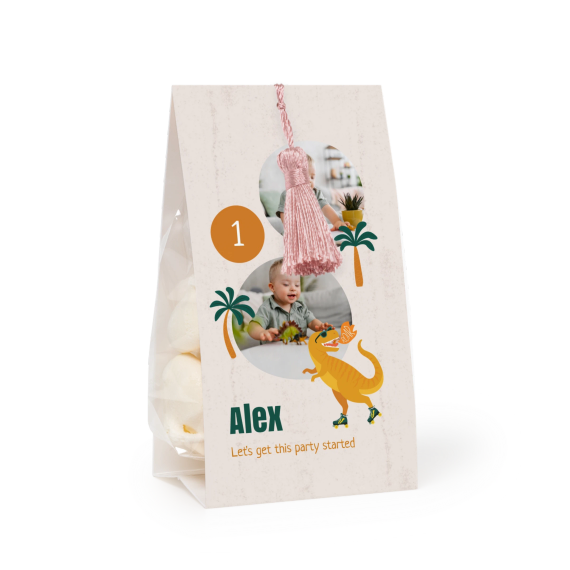 Candy bag with photo-wrapping and magnolia tassel - set of 12 Candy bag with photo-wrapping and magnolia tassel - set of 12