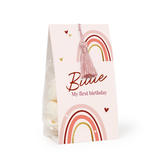 Candy bag with photo-wrapping and magnolia tassel - set of 12