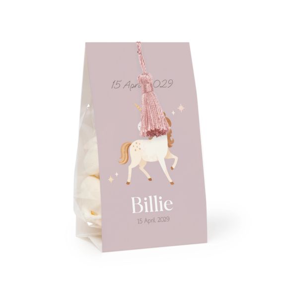 Candy bag with photo-wrapping and magnolia tassel - set of 24 Candy bag with photo-wrapping and magnolia tassel - set of 24