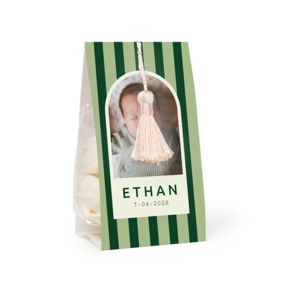Candy bag with photo-wrapping and vanilla tassel - set of 12
