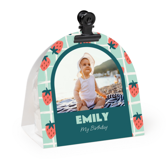 Candy bag with rounded photo-wrapping and black clip - 12 pcs Candy bag with rounded photo-wrapping and black clip - 12 pcs