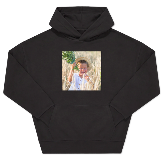 Hoodie noir unisexe Imprimé au devant Hoodie noir unisexe Imprimé au devant