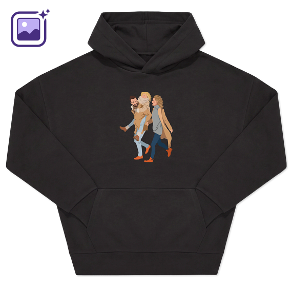 Hoodie Unisex Zwart Print voorkant Hoodie Unisex Zwart Print voorkant