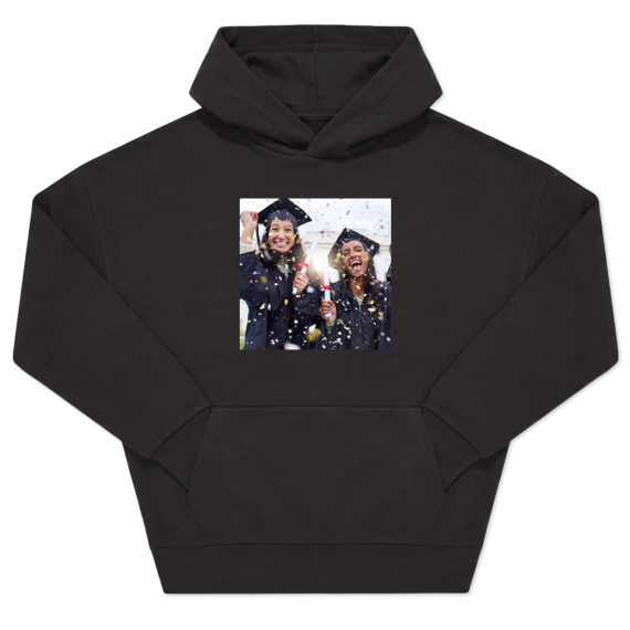 Hoodie noir unisexe Imprimé au devant Hoodie noir unisexe Imprimé au devant