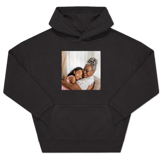 Hoodie noir unisexe Imprimé au devant Hoodie noir unisexe Imprimé au devant