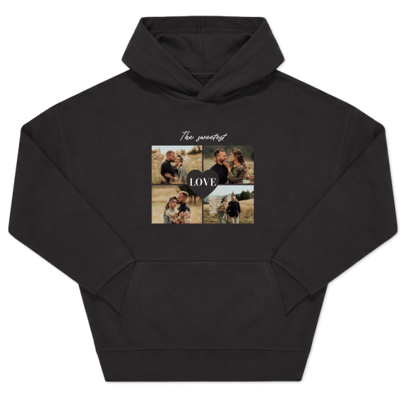 Hoodie noir unisexe Imprimé au devant