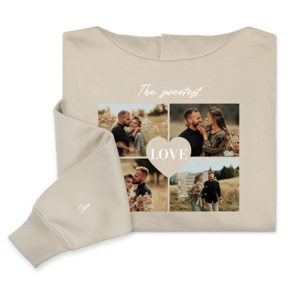 Hoodie beige unisexe Imprimé au devant et manche