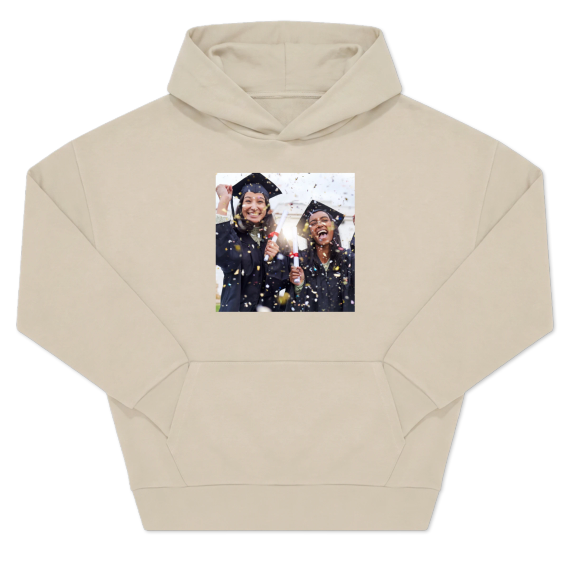 Hoodie beige unisexe Imprimé au devant Hoodie beige unisexe Imprimé au devant