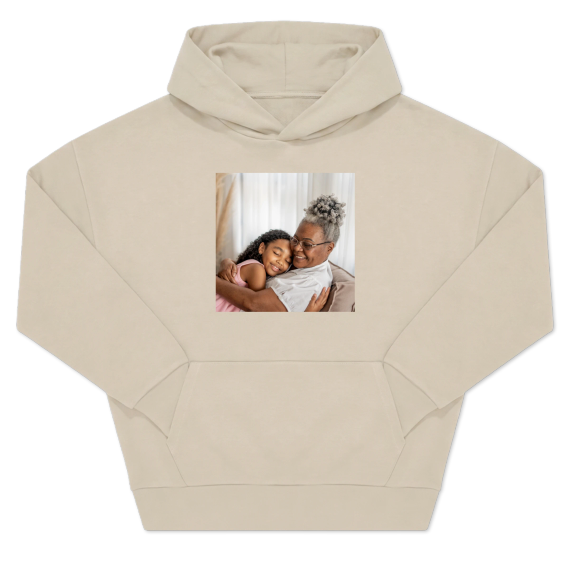 Hoodie beige unisexe Imprimé au devant Hoodie beige unisexe Imprimé au devant