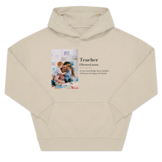 Hoodie beige unisexe Imprimé au devant Hoodie beige unisexe Imprimé au devant