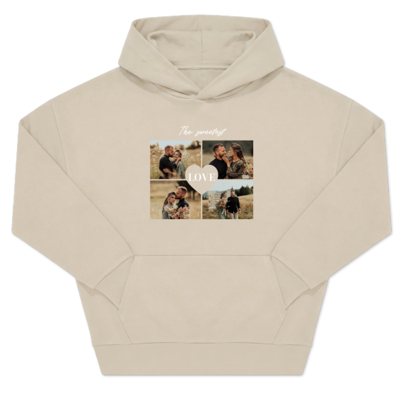Hoodie beige unisexe Imprimé au devant