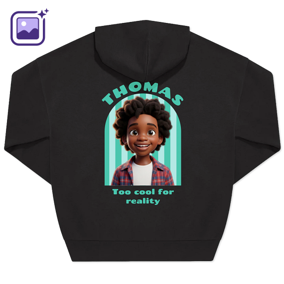 Hoodie Unisex Zwart Print achterkant