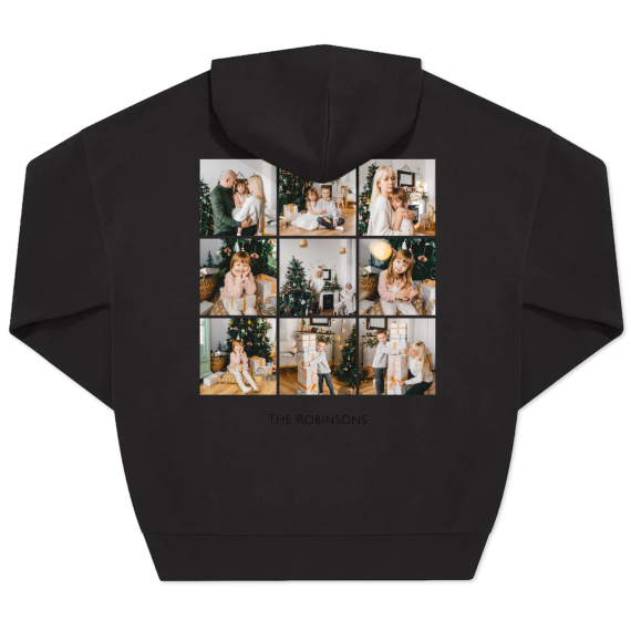 Hoodie Unisex Sort Tryk bagside Hoodie Unisex Sort Tryk bagside