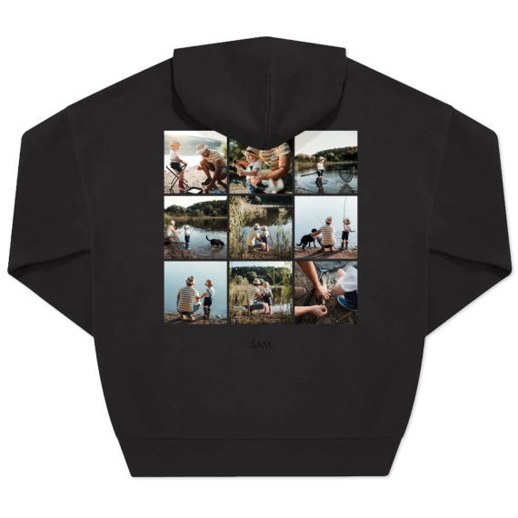 Hoodie Unisex Sort Tryk bagside Hoodie Unisex Sort Tryk bagside