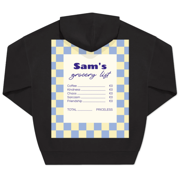 Hoodie Unisex Svart Tryck baksida