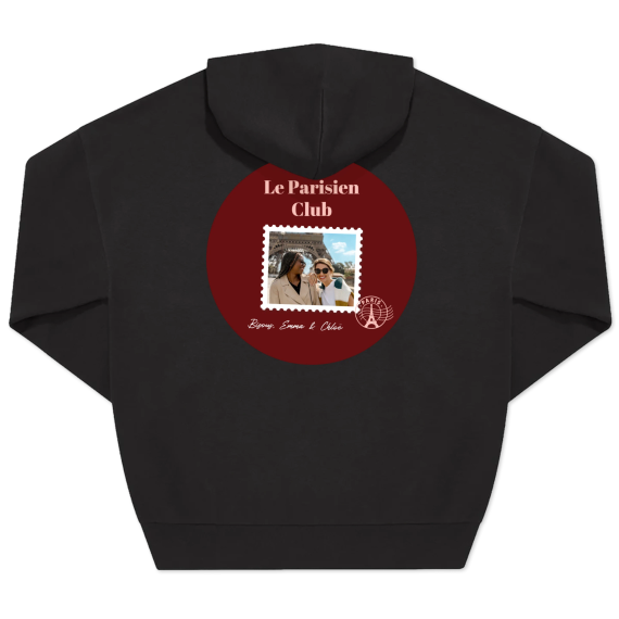 Hoodie Unisex Svart Tryck baksida