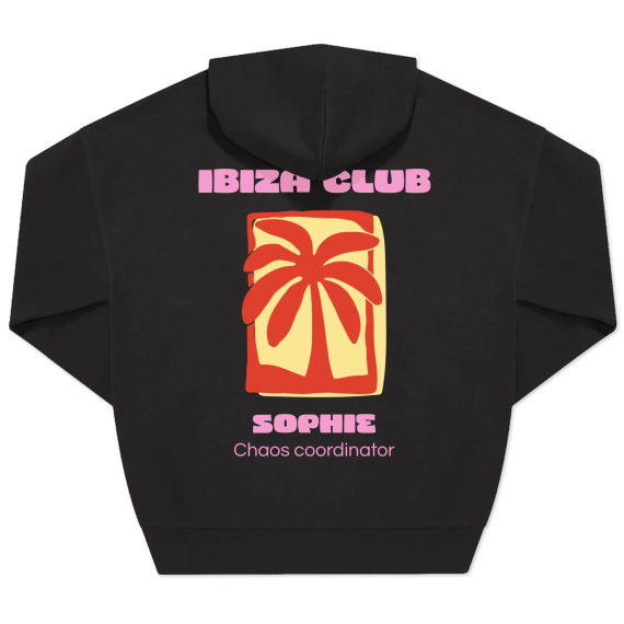 Huppari Unisex Musta Painatus takana Huppari Unisex Musta Painatus takana