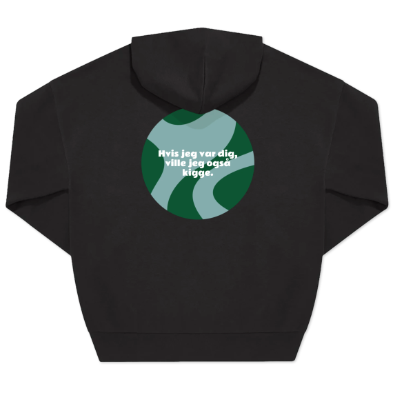 Hoodie Unisex Sort Tryk bagside Hoodie Unisex Sort Tryk bagside