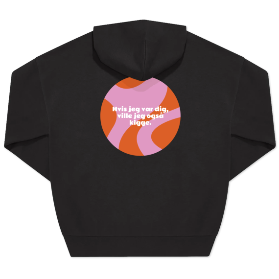 Hoodie Unisex Sort Tryk bagside Hoodie Unisex Sort Tryk bagside