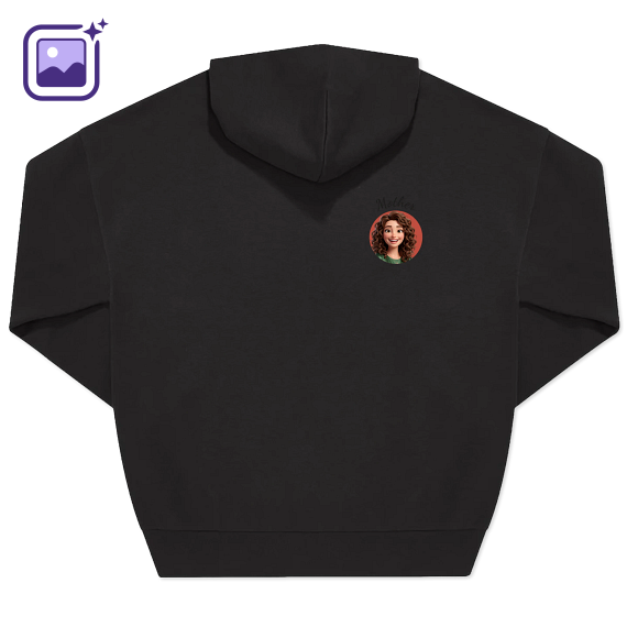 Hoodie Unisex Zwart Print achterkant