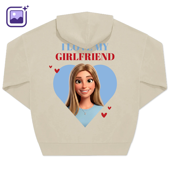 Hoodie Unisex Beige Print achterkant
