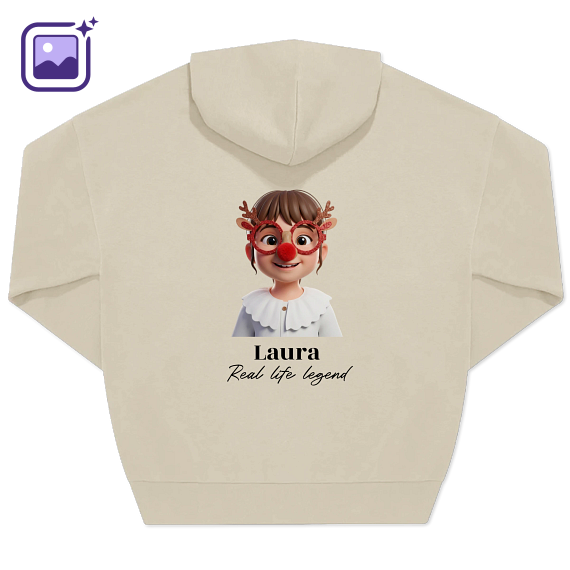 Hoodie beige unisexe Imprimé au dos