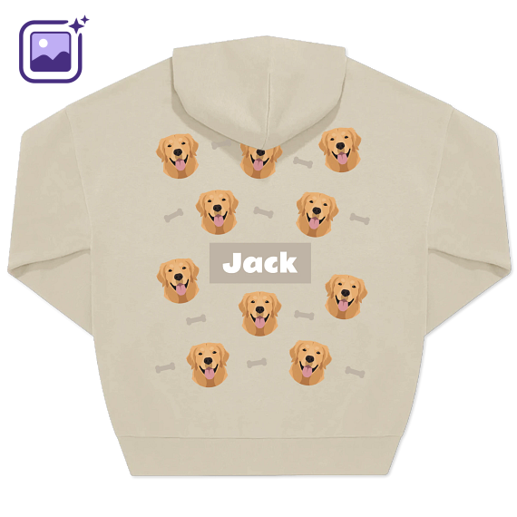 Hoodie Unisex Beige Print achterkant