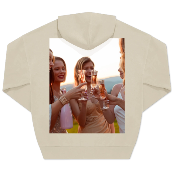 Hoodie Unisex Beige Print achterkant Hoodie Unisex Beige Print achterkant