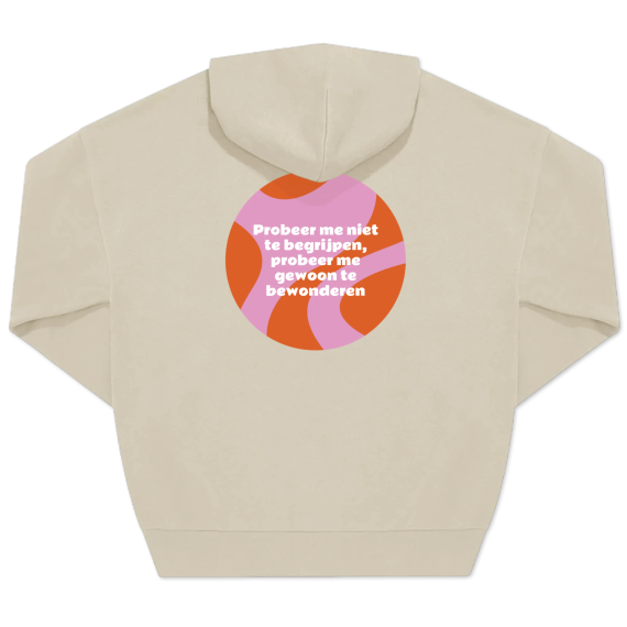 Hoodie Unisex Beige Print achterkant
