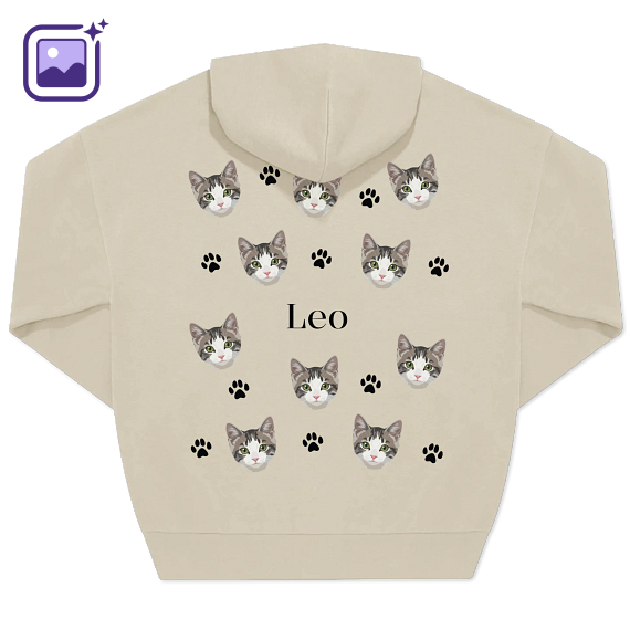 Hoodie Unisex Beige Print achterkant