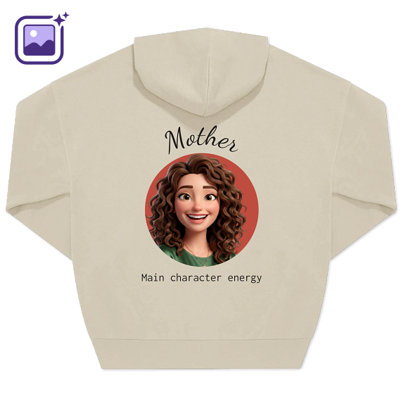 Hoodie Unisex Beige Print achterkant